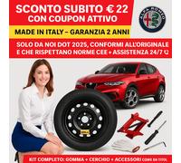 Kit Ruotino Scorta Alfa Romeo Tonale 18” 5Fori Cric guanti Cacciavite DOT25