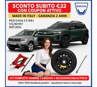 ✳️Kit Ruotino Scorta Dacia Duster 17” 5Fori Con Cric Chiave 135/80R17 DOT 2025