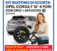 Kit Ruotino Scorta Per La Opel Corsa F 16" 4Fori Cric Astuccio Gratis DOT2025