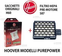KIT SACCHETTI H60 E FILTRO HEPA S87 ASPIRAPOLVERE HOOVER ORIGINALI PUREPOWER