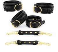 KIT sadomaso alien polsini cavigliere e ganci nero oro sexy costrittivo bondage