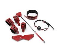 KIT SADOMASO ELITE POLSINI CAVIGLIERE COLLARE GAG BALL MASCHERINA BONDAGE set