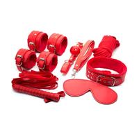 KIT sadomaso SET RED polsiere COLLARE CAVIGLIERE COLLARE POLSINI rosso SEX sesso