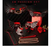 KIT SADOMASO SOTTOMISSIONE ALI PIPISTRELO NERO E ROSSO BAT BONDAGE FRUSTINO GAG
