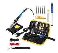 Kit saldatore 60W riscaldatore in ceramica strumento di saldatura 200 a 450°C regolabile macchina for saldatura a stagno con punte filo di saldatura(EU Blue)