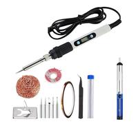 Kit Saldatore Elettrico Da 80 W, Set Di Strumenti For Saldatura Con Temperatura Regolabile Digitale, Stagno For Punte In Ferro, Riparazione Riscaldamento Preciso(White,Set-5)