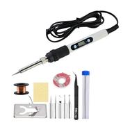 Kit Saldatore Elettrico Da 80 W, Set Di Strumenti For Saldatura Con Temperatura Regolabile Digitale, Stagno For Punte In Ferro, Riparazione Riscaldamento Rapido Con Controllo Preciso(White,Set-3)