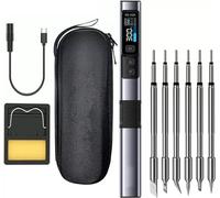 Kit Saldatore Elettrico,HS-02A 100W Mini Saldatore 100-450°C Alimentazione PD/QC/DC 9-20V Riscaldamento Rapido 6 Teste Di Saldatura per Riparazione di Precisione dell'Elettronica