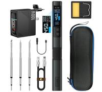 Kit Saldatore Portatile,HS-02B 100W Riscaldamento Rapido 2S 100-450°C Alimentazione DC 9-24V 3 Punte Di Saldatura Strumento Digitale Intelligente a Penna per Saldatore per Riparazioni
