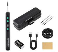 Kit saldatore senza fili ricaricabile USB con schermo LCD e controllo della temperatura per una saldatura accurata in elettronica e progetti artigianali (nero)