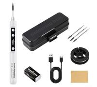 Kit saldatore senza fili ricaricabile USB con schermo LCD e controllo della temperatura per una saldatura accurata in elettronica e progetti artigianali (bianco)