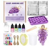 Kit Sapone Fai da te, Kit per Sapone Fai da te, con Base per Sapone Fai da te, Stampo Sapone, Corda di Canapa e Vari Accessori, Preparazione di Sapone Artigianale a Forma di Uva, Adatto Principianti