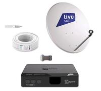 KIT SATELLITARE DECODER HD+SCHEDA TIVUSAT+PARABOLA 80CM + LNB 1 USCITE+30 METRI