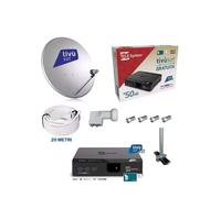 KIT- SATELLITARE TIVÙSAT DECODER HD + PARABOLA 80CM + LNB + CAVO 20+ SUPPORTO