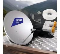 KIT SATELLITE:PARABOLA 65 CM+LNB 2 SATELLITI+CAVO 20 MT.+STAFFA