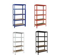 Kit scaffale 5 ripiani in Metallo e Mdf 90x40cm - Blu - Nero - Bianco - Rosso