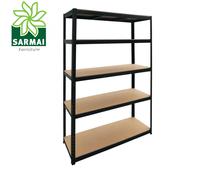 KIT SCAFFALE ACCIAIO SCAFFALATURA 5 RIPIANI IN LEGNO 120x45x180 PORTATA 300 Kg