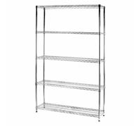 Kit Scaffale libreria espositore 5 ripiani in filo acciaio cromato Archimede cm.