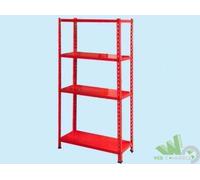 KIT SCAFFALE METALLICO ROSSO 73X30XH150cm 4 PIANI RIPIANI SCAFFALATURA MENSOLE