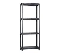 Kit scaffale nero in resina 4 ripiani scaffalatura antiurto per interni/esterni
