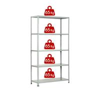 KIT SCAFFALE SCAFFALATURA METALLO 5 RIPIANI CON RINFORZO 80x40x200 ASTE INTERE