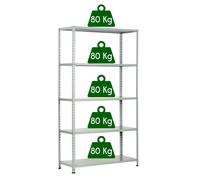 KIT SCAFFALE SCAFFALATURA METALLO 5 RIPIANI CON RINFORZO 90x40x200 GRIGIO 400 Kg