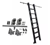 Kit scala a rotelle da biblioteca da 3,3-24 piedi, kit binario per scala scorrevole, kit di accessori per soppalco e interni, binario per scala mobile (senza scala), sistema a rotelle (kit b