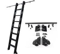 Kit scala scorrevole, binario per scala da biblioteca con ruote, binari di scorrimento resistenti | Scale con ruote per libreria, magazzino, bar, armadio, set di scale mobili, kit di ferrame