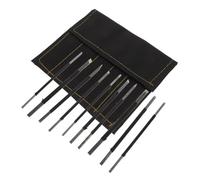 Kit Scalpelli per Incisione Pietra in Acciaio al Carbonio Nero, 10 Pezzi | Organizer Incluso, Custodia Termoformata, per Uso Artigianale Quotidiano, Adatto a Scultori Principianti e Professionisti