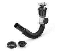 Kit Scarico Antiodore, CHSEROK Sifone, Tubo di Scarico Allungabile， Tubo di Scarico a Vista Nero Ø 30 mm/32 mm, per Scarico Bagno Cucina