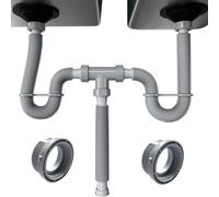 Kit scarico doppio lavello completo con installazione flessibile e accessori