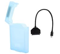 Kit scatola di protezione adattatore disco rigido per SATA Type C USB 3.0 HDD SSD da 2,5 pollici Accessorio per notebook con trasferimento ad alta velocità e doppia custodia (Blu)