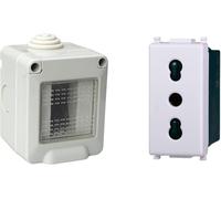 Kit Scatola Elettrica IP55, Completa Di Frutti Compatibile Con Vimar Plana, 1 Mo