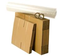 KIT SCATOLE TRASLOCO JUNIOR 17 PZ : 7 SCATOLE GRANDI cm 60x40x35 + 10 SCATOLE CARTONE PICCOLE cm 40x30x35 + 2 NASTRI ADESIVI + 1 ROTOLO PLURIBALL 1X10 METRI