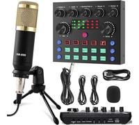 Kit scheda audio, registrazione con microfono a condensatore, scheda audio dal vivo e braccio a forbice con sospensione regolabile del microfono, applicabile a registrazione e trasmissione karaoke