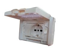 Kit Schuko Polivalente + Interruttore Unipolare, Kit Incasso IP55 Impermeabile, Premontato per Scatola 503, Presa Schuko 2P+T 10/16A