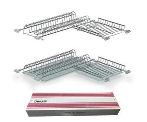 Kit Scolapiatti Angolare da Incasso 60x60 completo di Vaschette in Acciaio Inox 2 Portapiatti + 2 Portabicchieri + 2 Vaschette interno 55X56.5 con Anta da 36,7 ± 0,3