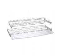 Kit scolapiatti in alluminio con vaschetta raccogli gocce lunghezza 76 cm