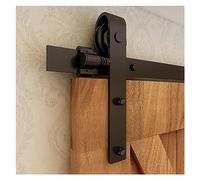 Kit scorrevole Kit ferramenta for porta scorrevole da fienile da 4-16 piedi, di binari e 2 guide a pavimento Gancio a rulli stile J for porte doppie in legno(396cm 13FT rail kit)