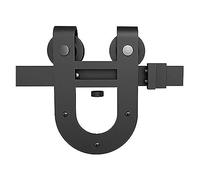 Kit scorrevole per porta della stalla, Kit hardware for porta singola del fienile, flat track in acciaio al carbonio nero con gancio a ferro di cavallo(8FT-244CM)