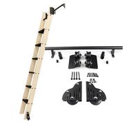 Kit Scorrevole per Scala da Biblioteca, Sistema Pesante con Rotaia e Ruote a Pavimento, Guida per Scala Mobile, per Ufficio Casa, Soppalco e Deposito, Scala Non Inclusa