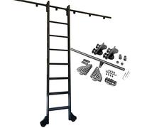 Kit Scorrevole per Scala Libreria, Hardware in Acciaio per Ufficio | Scaffale scorrevole per biblioteche, kit di montaggio per rotelle, ideale per uffici e ambienti domestici