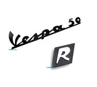 KIT SCRITTA 'VESPA 50' ADESIVA IN PVC NERA E TARGHETTA 'R' PIAGGIO VESPA '63/71