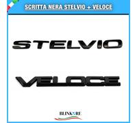 kit Scritte Stemma Logo Alfa Romeo STELVIO + VELOCE NERO METALLO baule scritta