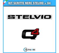 kit Scritte Stemma Logo per Alfa Romeo STELVIO + Q4 NERO METALLO baule scritta