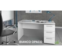 KIT SCRIVANIA CON 3 CASSETTI CASSETTIERA SCRITTOIO BIANCO 138X60X74H CM UFFICIO