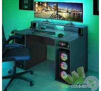 KIT SCRIVANIA GAMER PER PC CON RIPIANI CM 136X67X88H ANTRACITE SCRITTOIO