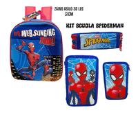 Kit Scuola Asilo Marvel Spiderman | Zaino 3D con LED + Astuccio 3 Zip Completo