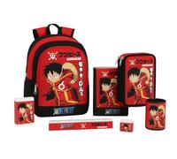 Kit Scuola Completo One Piece Egghead - Zaino, Astuccio, Diario, Righello, Gomma, - Set 5 Pezzi con Monkey D. Luffy - School Pack Completo