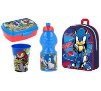 Kit scuola con zainetto asilo + portamerenda + borraccia + bicchiere - Sonic